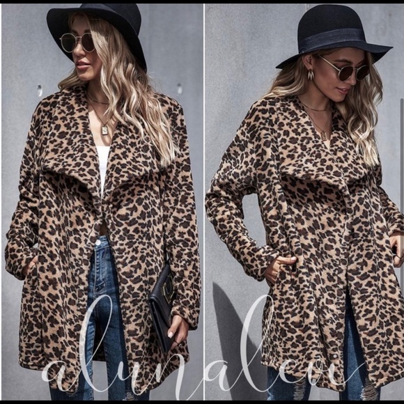 New! Faux Fur Leopard Print Soft Coat Jacket - Picture 2 of 4